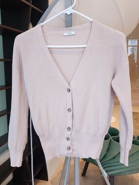 Peserico Pale Beige V-Neck Button Front Cotton Cardigan Size IT38